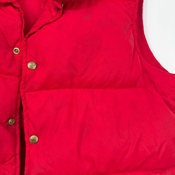 LL Bean Goose Down Quilted Puffer Vest Mens Large Snap Button Red Vintage 80s - Picture 2 of 13